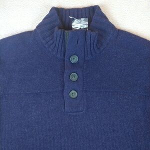 Garrett Scott Sweater Men's  XL Purple Wool Blend Button Mock Neck